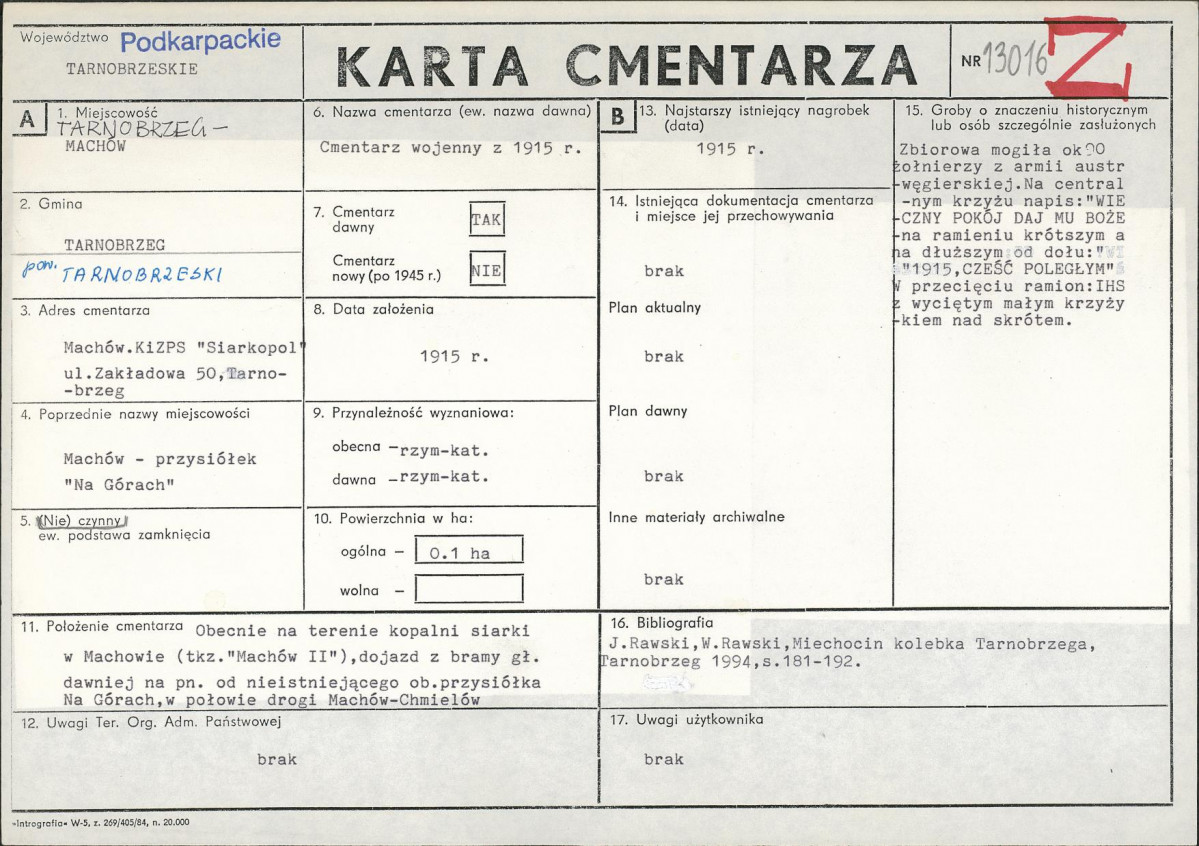 KC - Karta cmentarza, skan nr 1