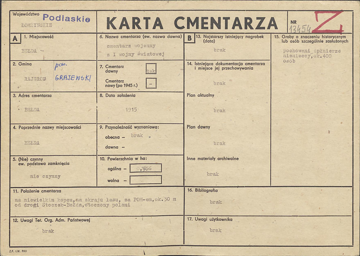 Karta cmentarza, skan nr 1