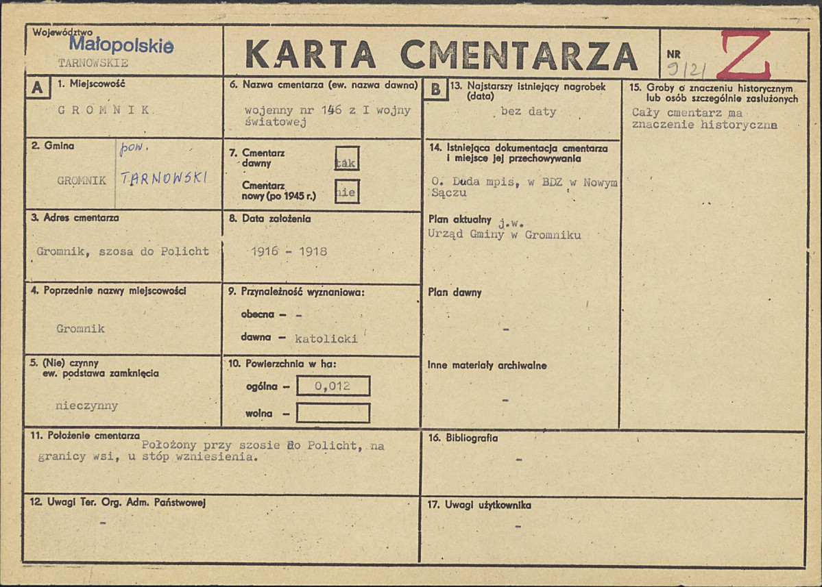 Karta cmentarza, skan nr 1