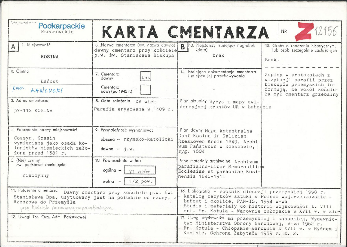 Karta cmentarza, skan nr 1