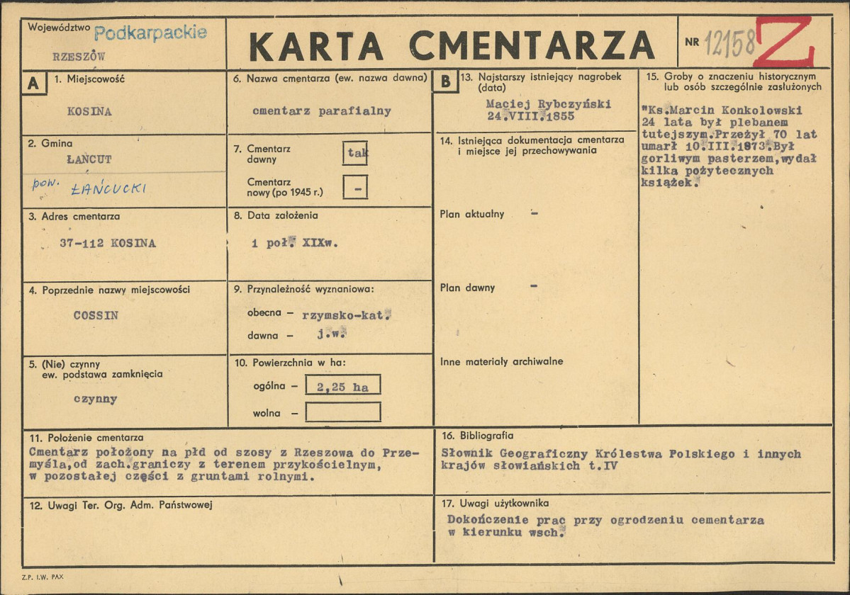 Karta cmentarza, skan nr 1