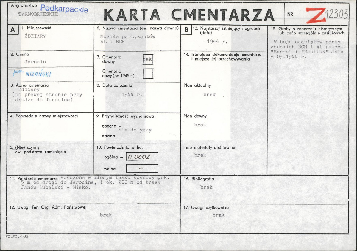KC - Karta cmentarza, skan nr 1