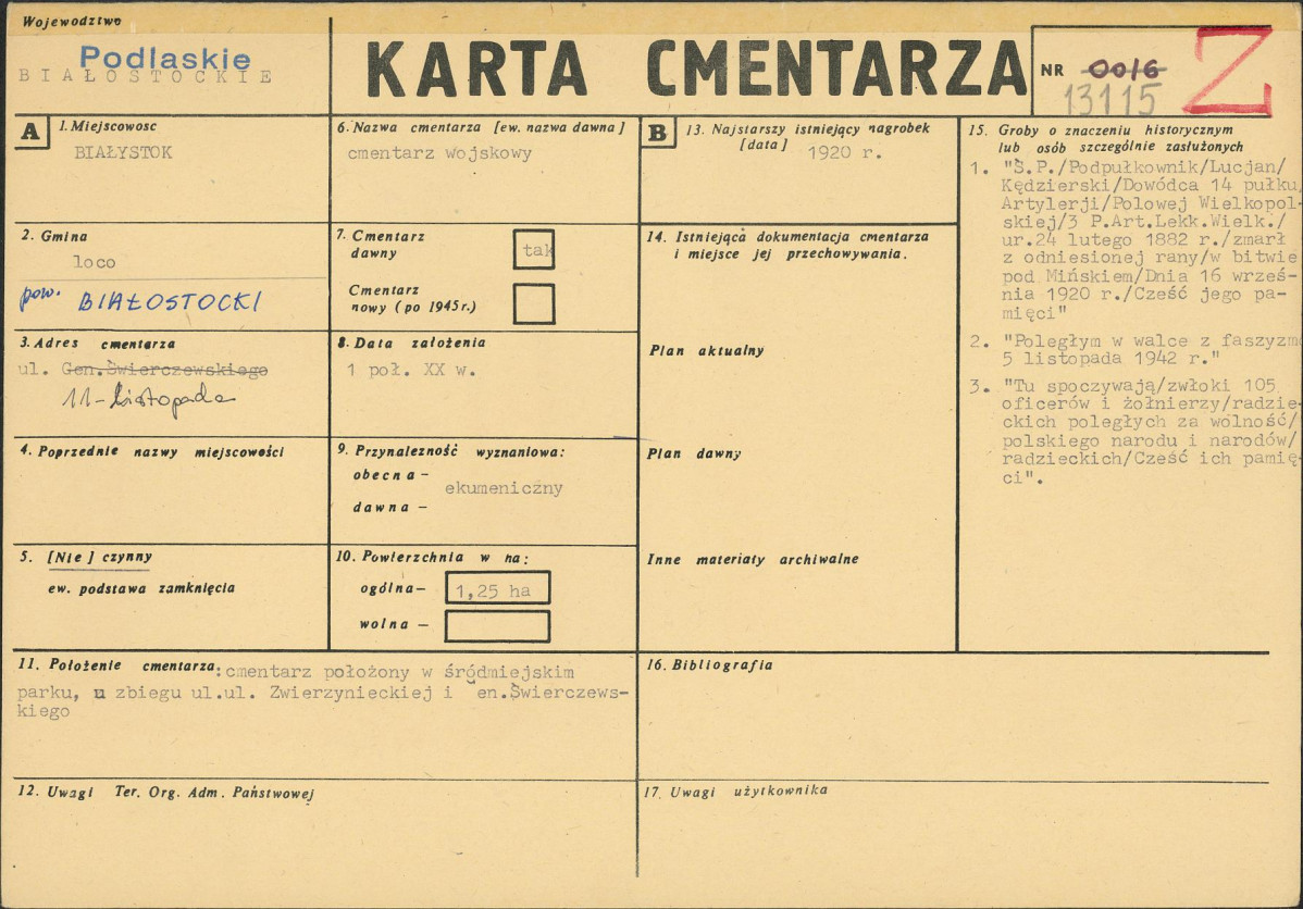 KC - Karta cmentarza, skan nr 1