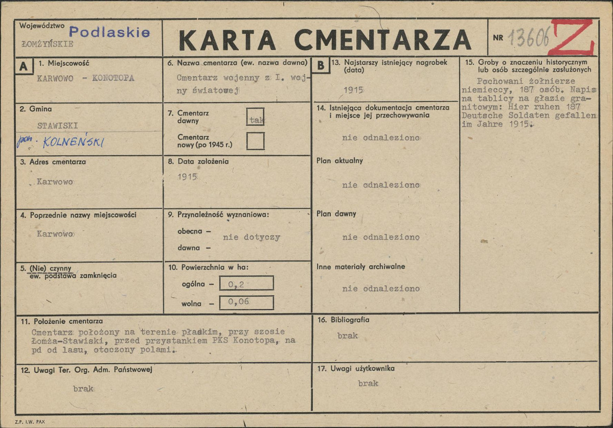 Karta cmentarza, skan nr 1