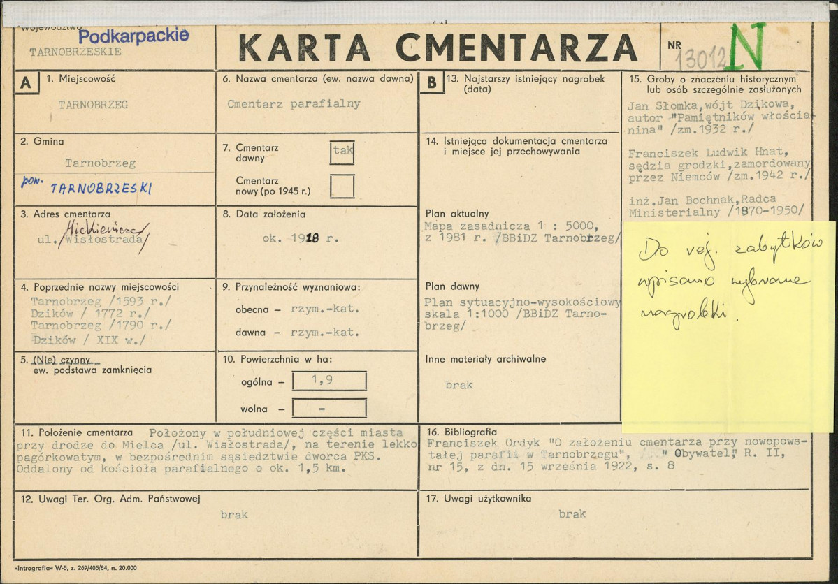 Karta cmentarza, skan nr 1