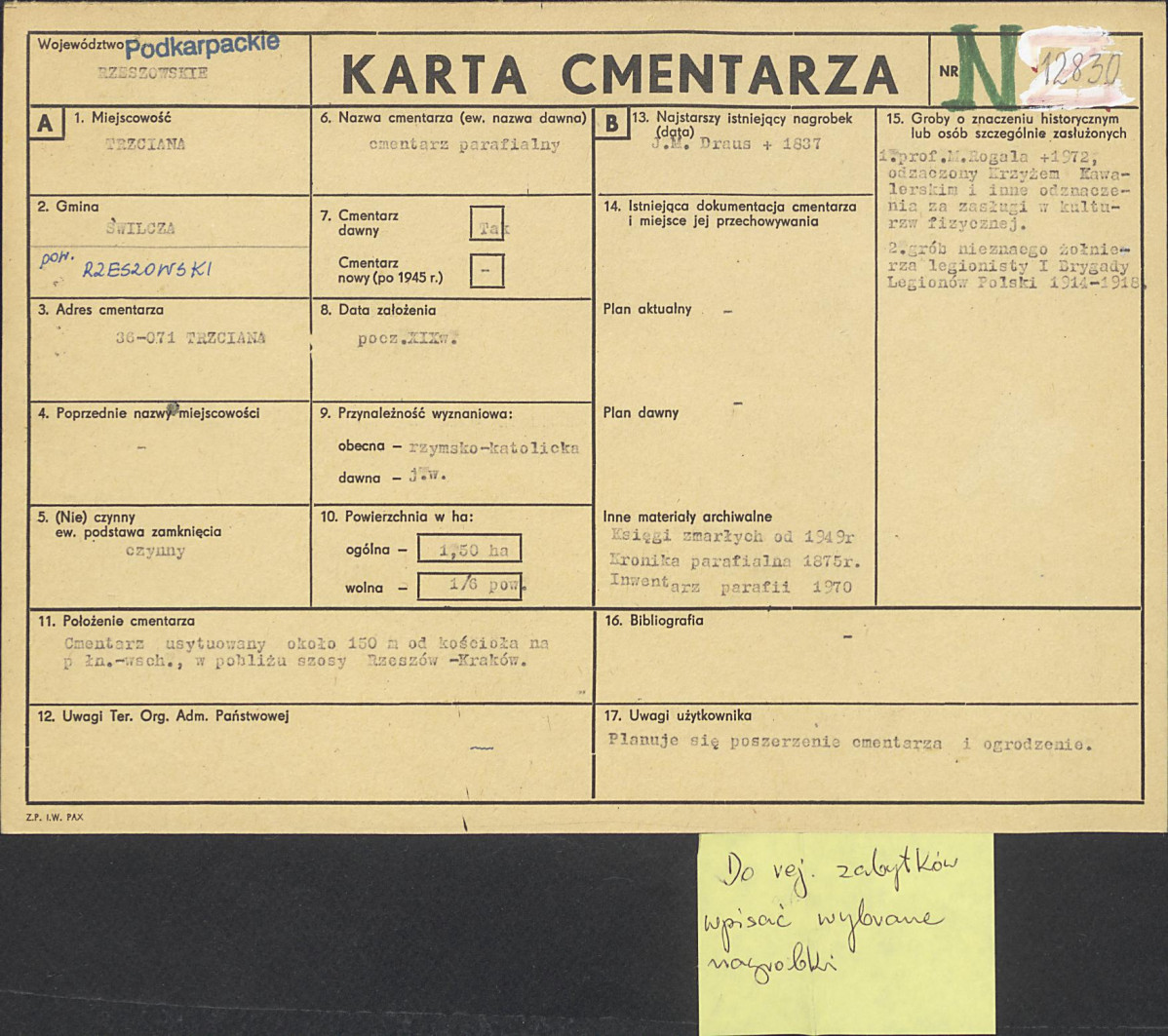 Karta cmentarza, skan nr 1