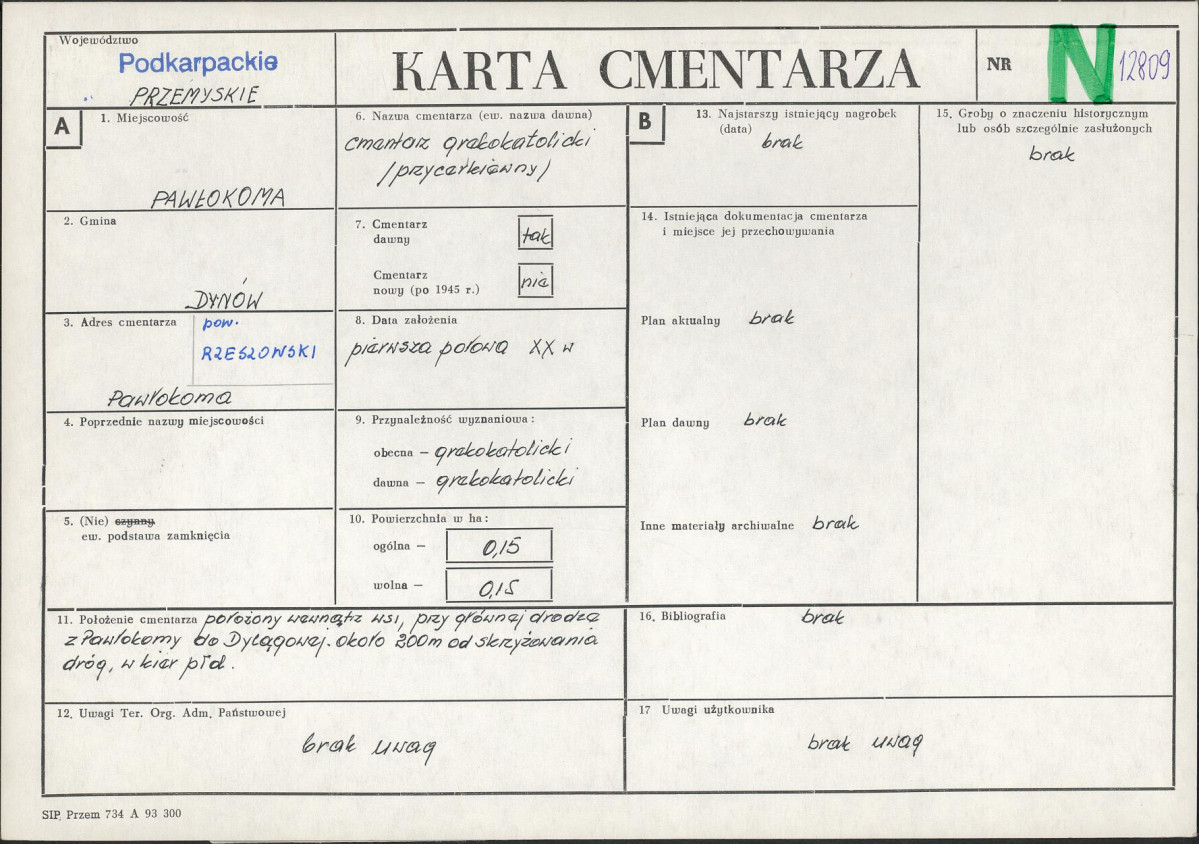 Karta cmentarza, skan nr 1