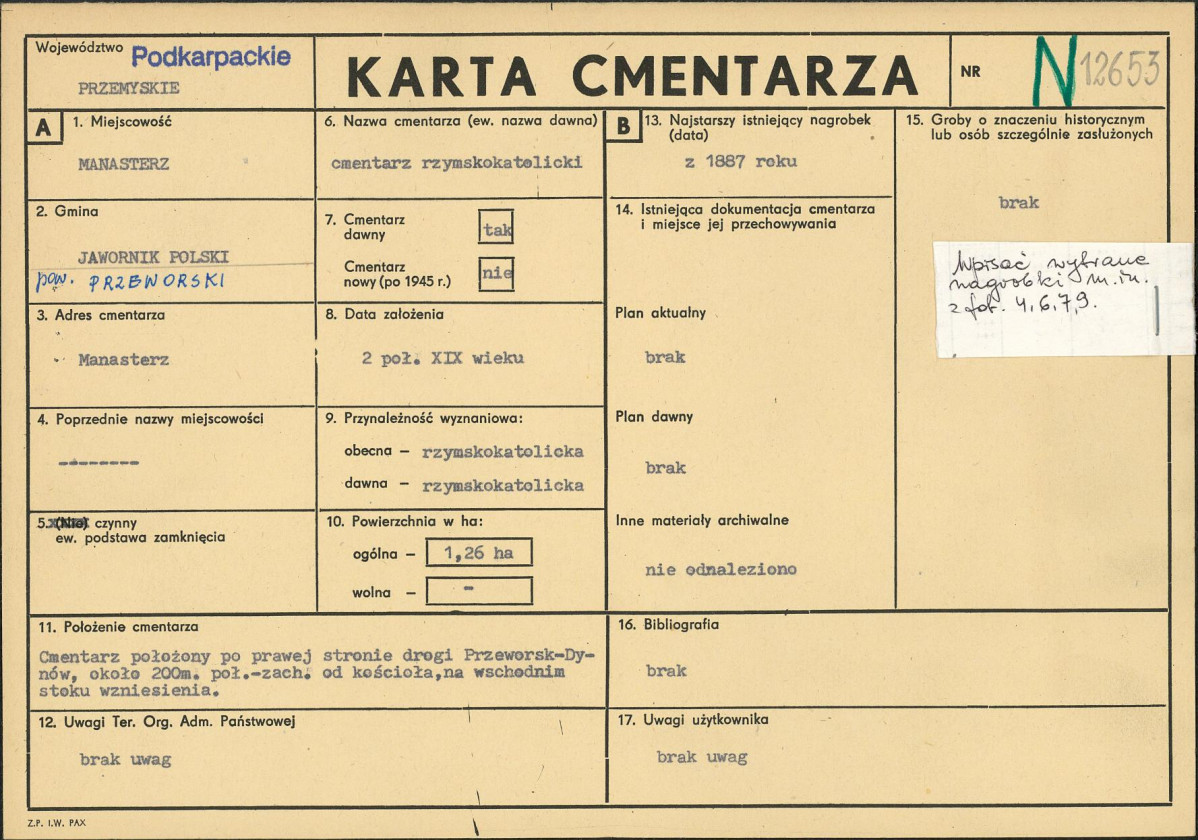 Karta cmentarza, skan nr 1