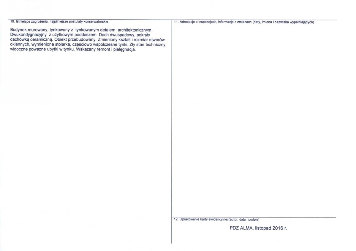 Karta obiektu niewpisanego do rejestru, skan nr 2