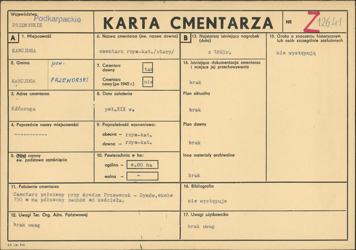 Karta cmentarza, skan nr 1