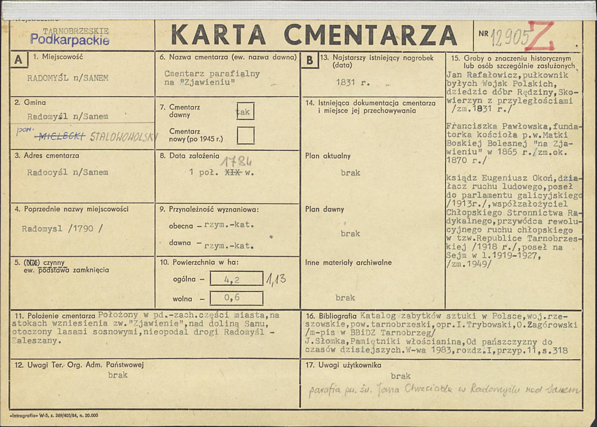 Karta cmentarza, skan nr 1