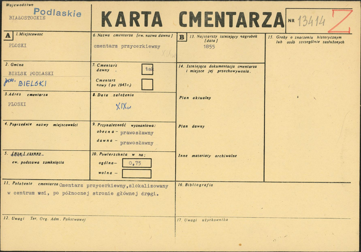 Karta cmentarza, skan nr 1