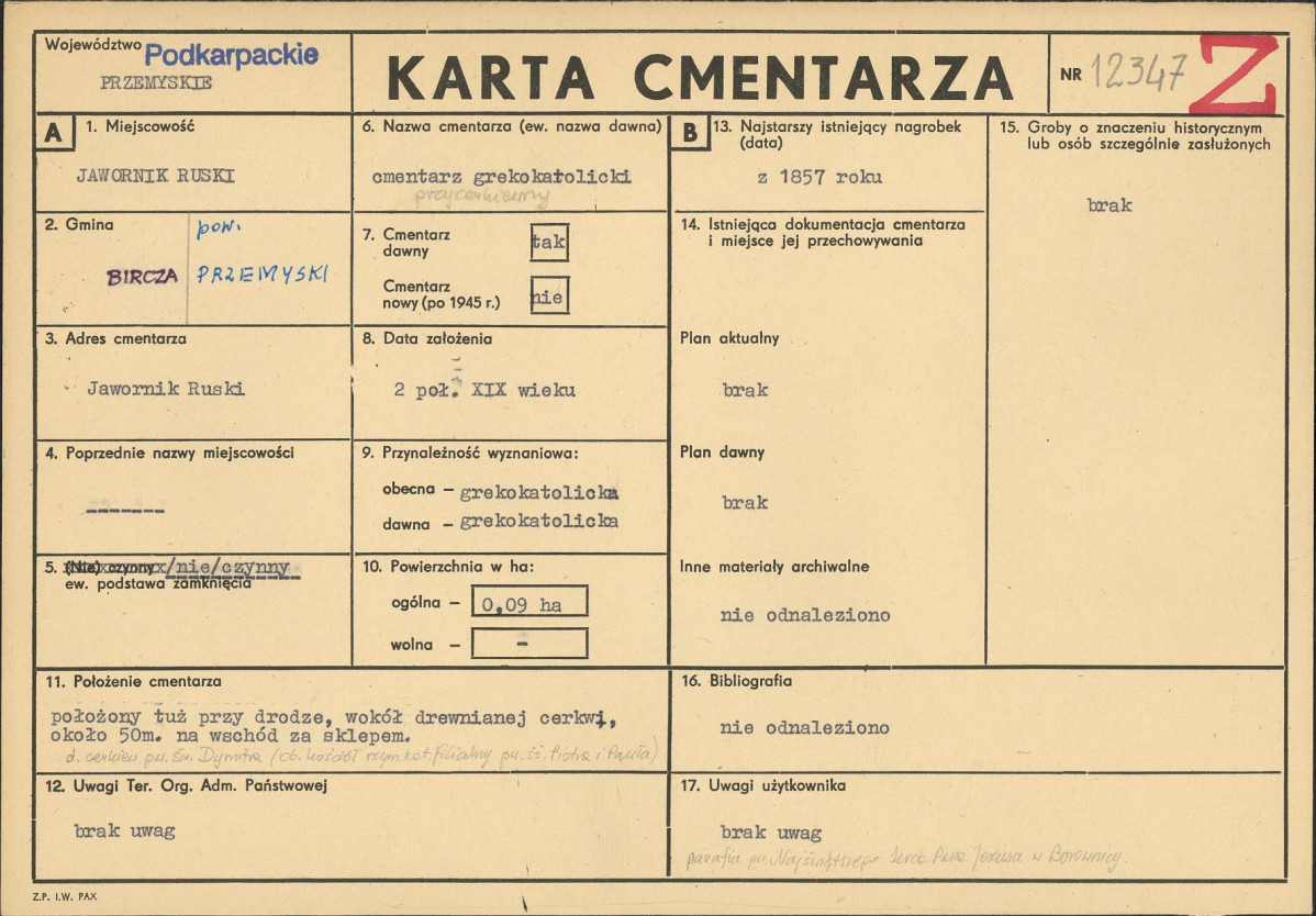 Karta cmentarza, skan nr 1