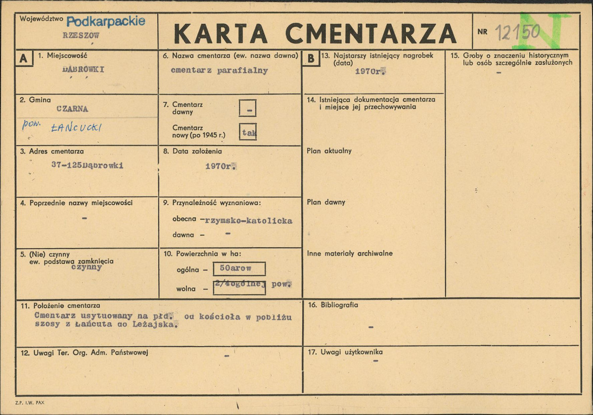 Karta cmentarza, skan nr 1