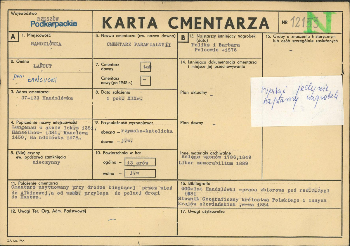 Karta cmentarza, skan nr 1