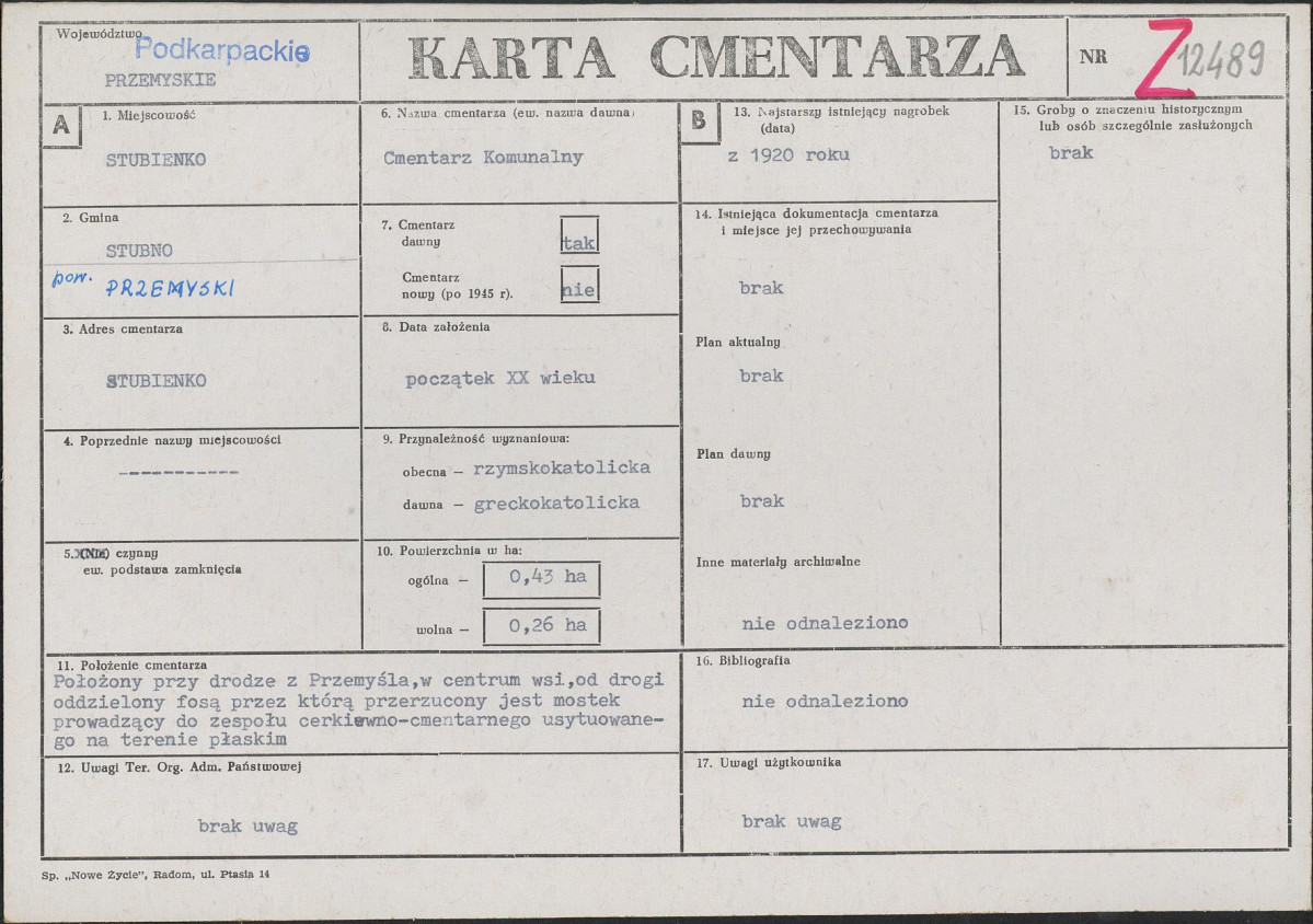 Karta cmentarza, skan nr 1