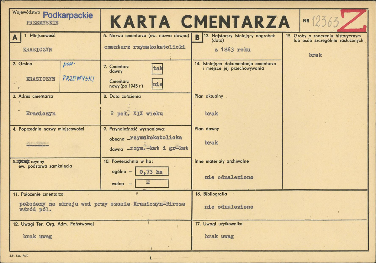 Karta cmentarza, skan nr 1