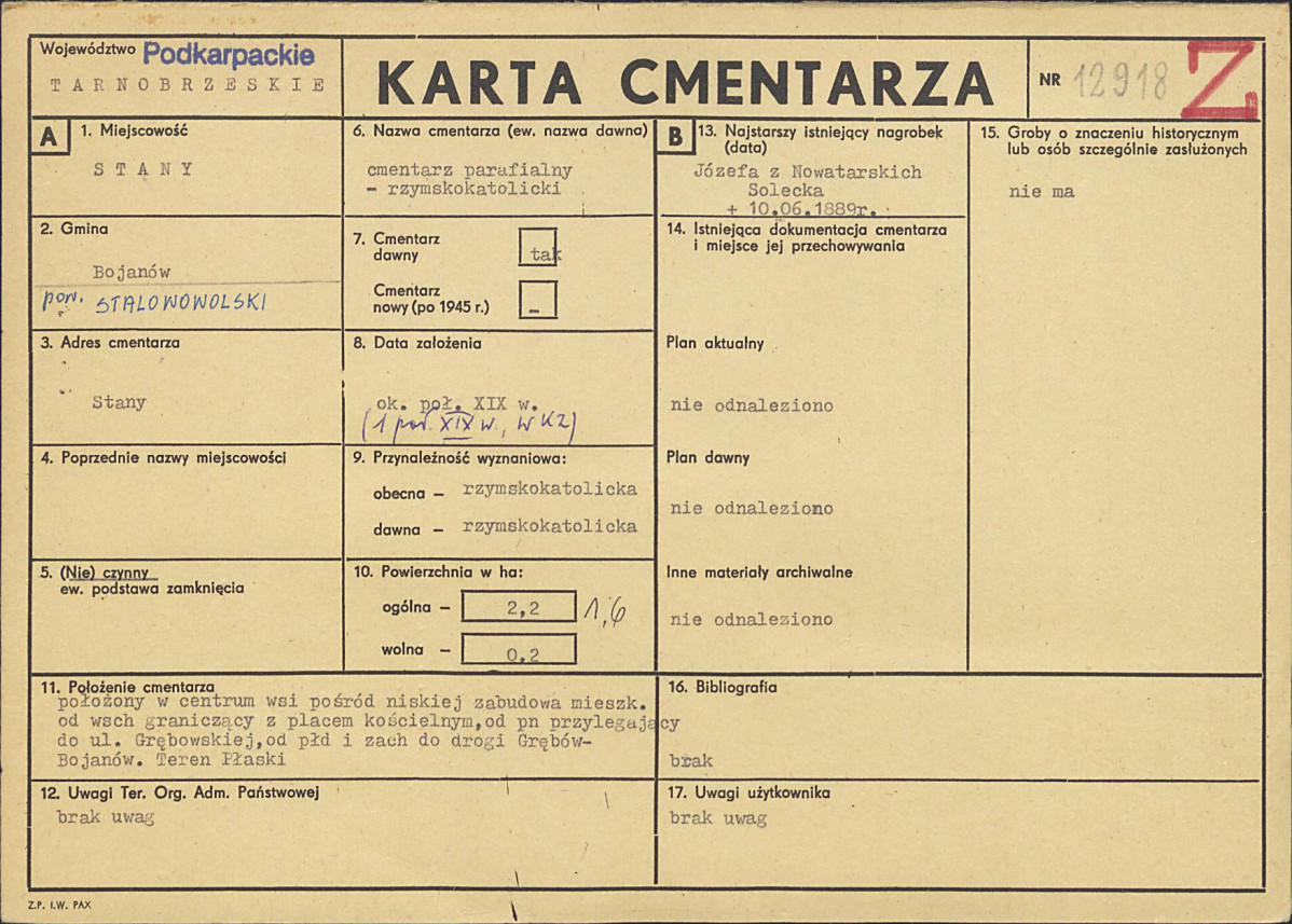 Karta cmentarza, skan nr 1