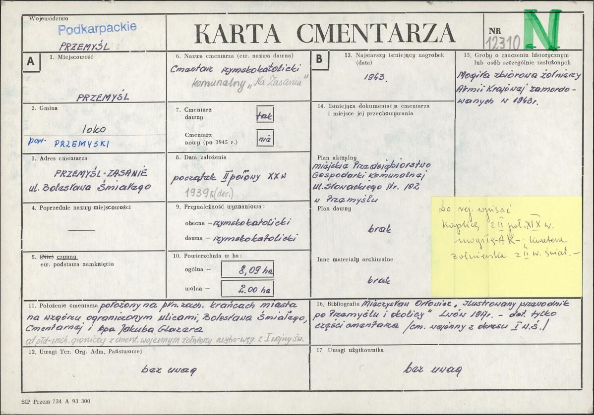 Karta cmentarza, skan nr 1