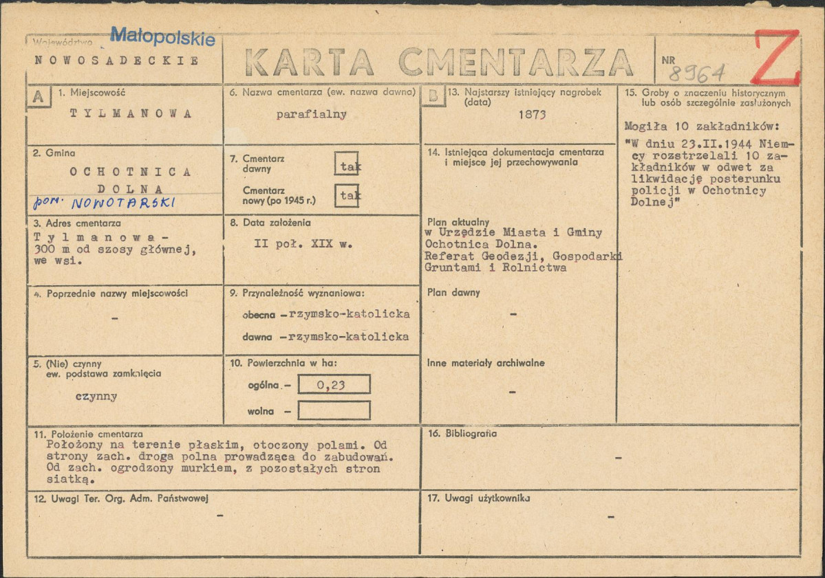Karta cmentarza, skan nr 1