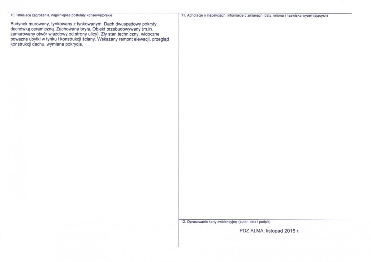 Karta obiektu niewpisanego do rejestru, skan nr 2