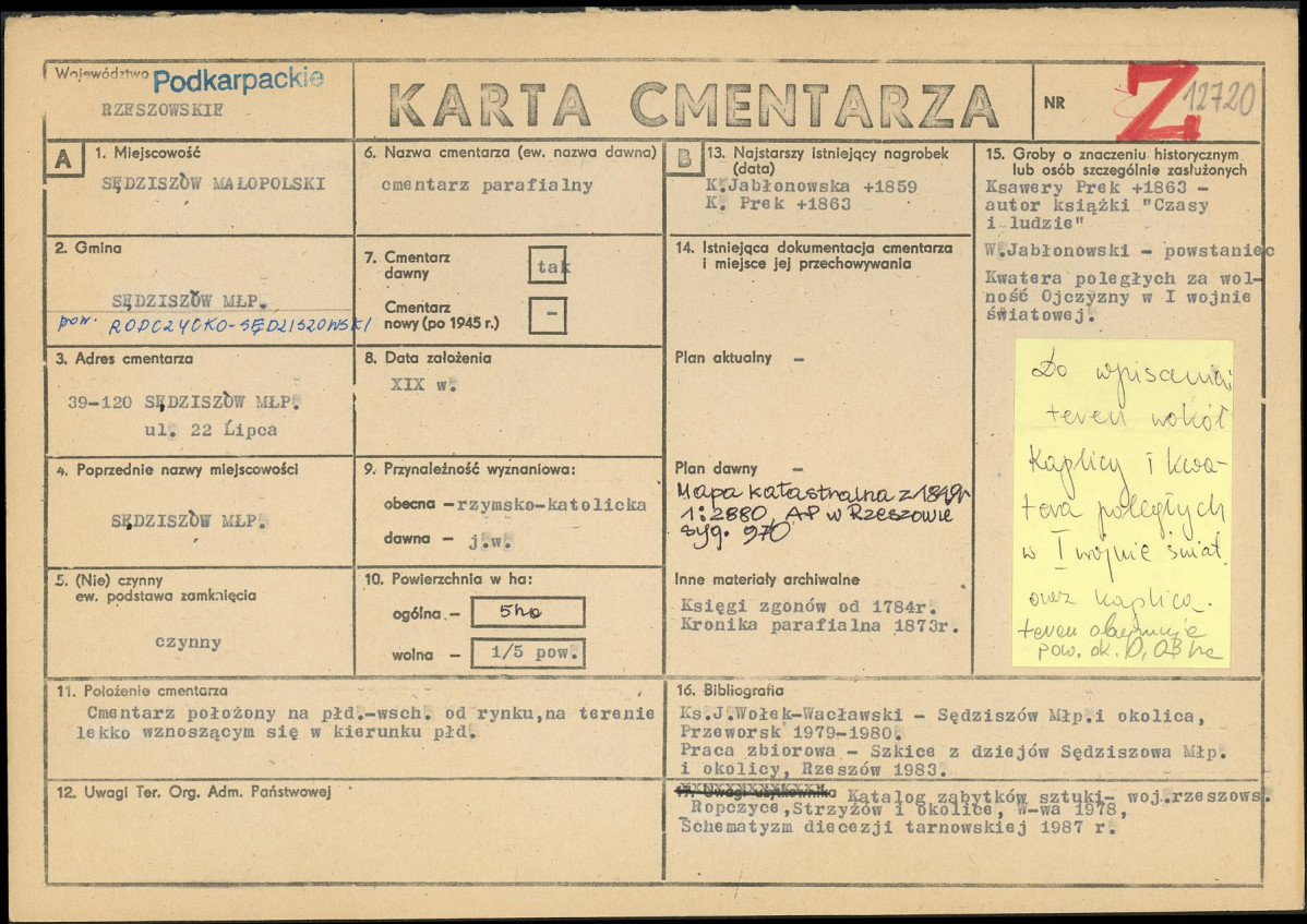 Karta cmentarza, skan nr 1