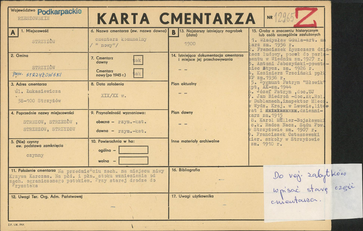 Karta cmentarza, skan nr 1