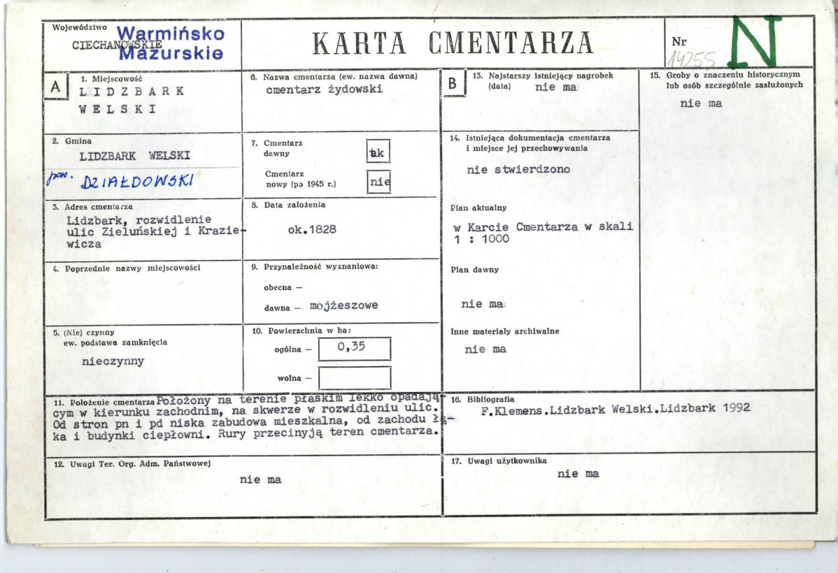Karta cmentarza, skan nr 1