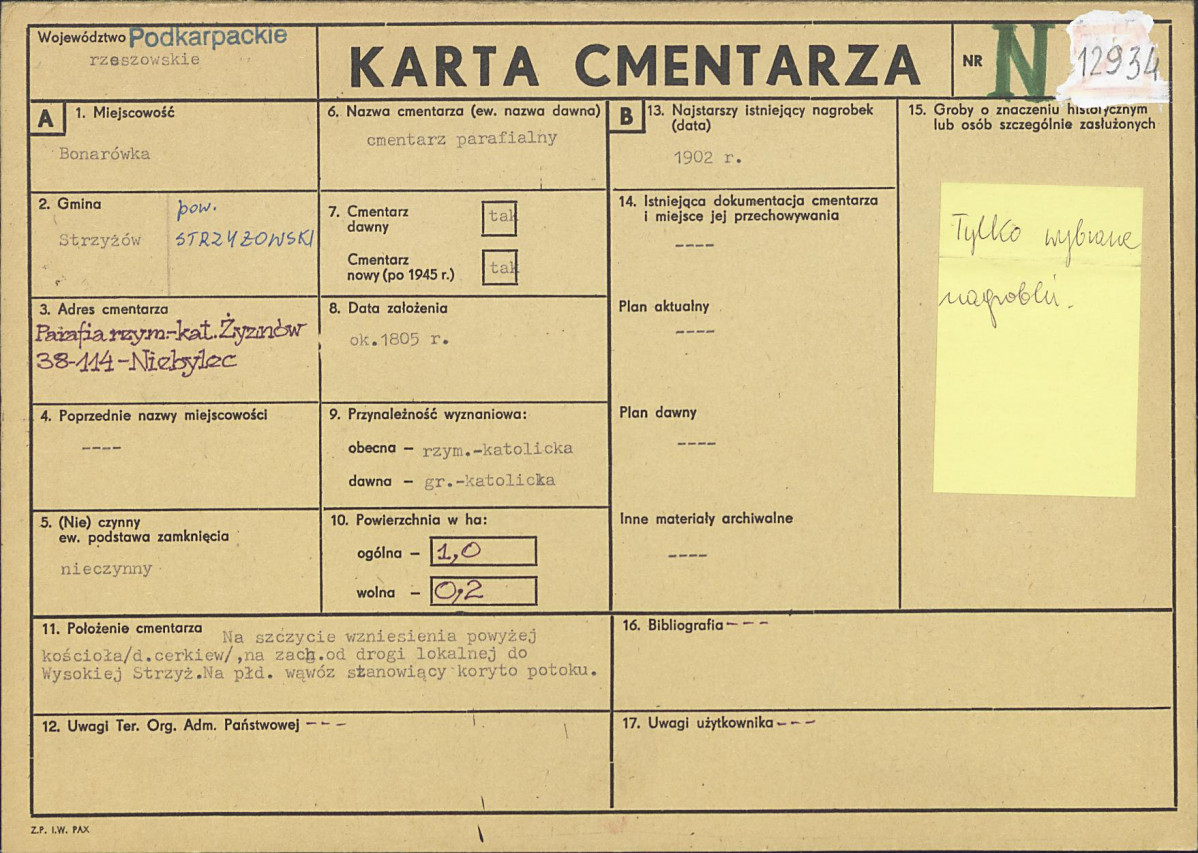 Karta cmentarza, skan nr 1