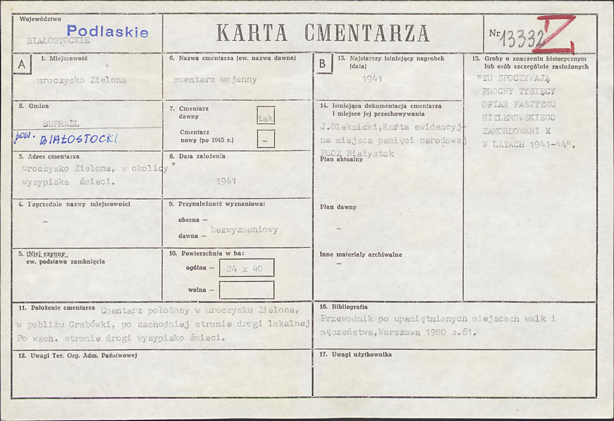 KC - Karta cmentarza, skan nr 1