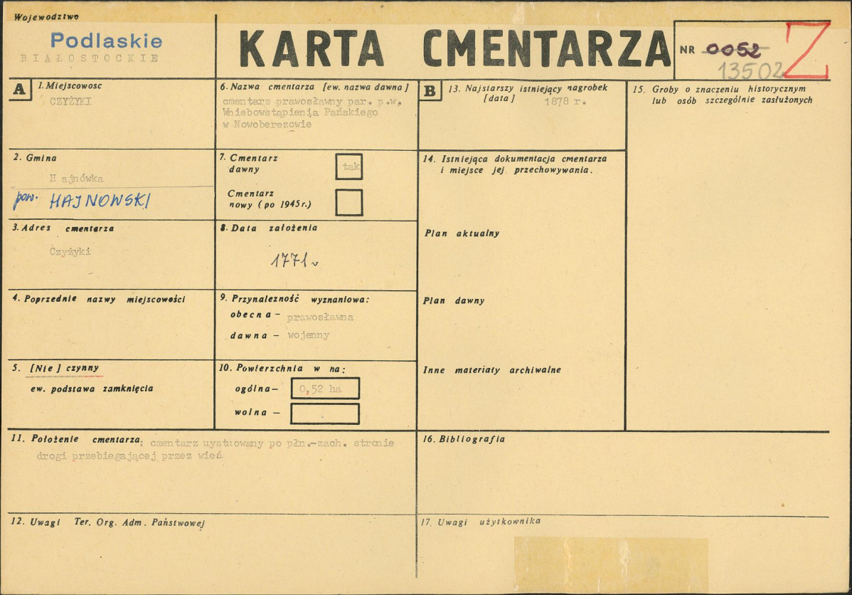 Karta cmentarza, skan nr 1