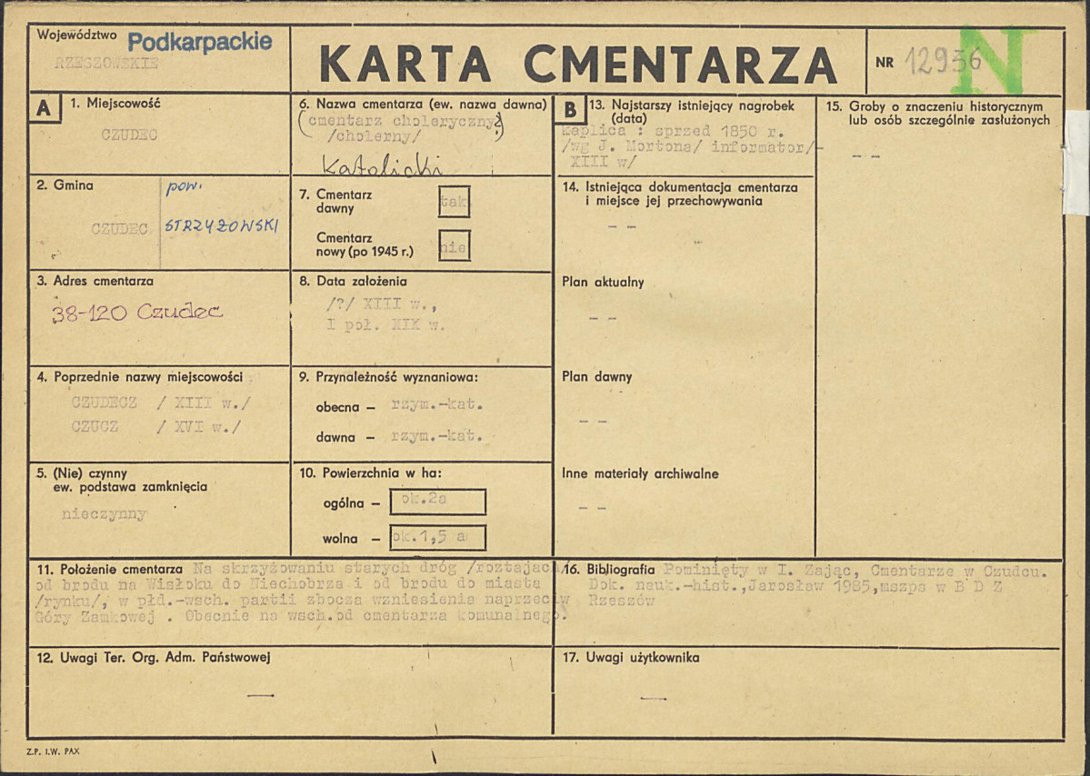 Karta cmentarza, skan nr 1