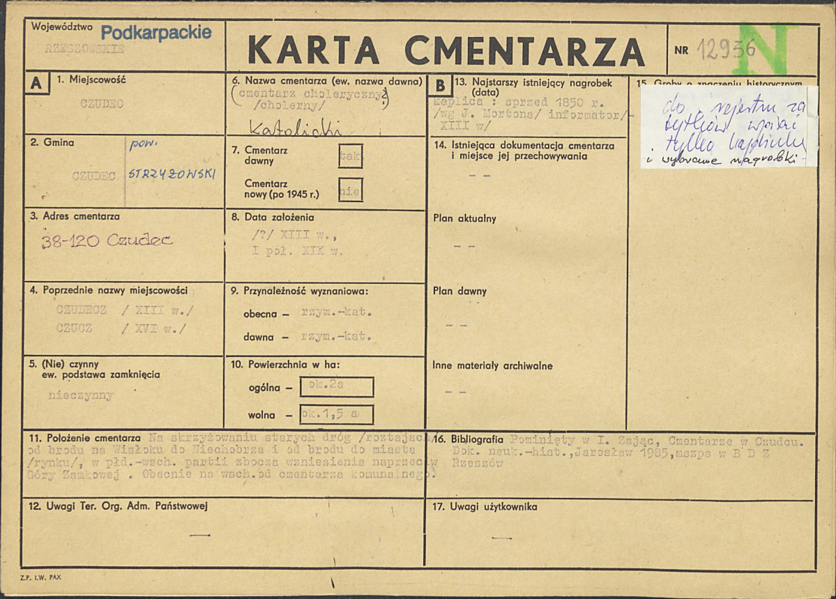 Karta cmentarza, skan nr 2