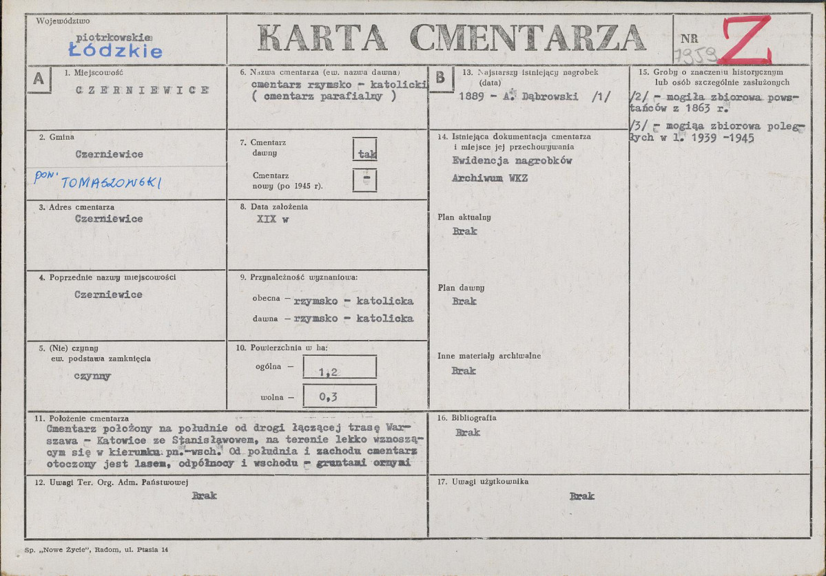 Karta cmentarza, skan nr 1