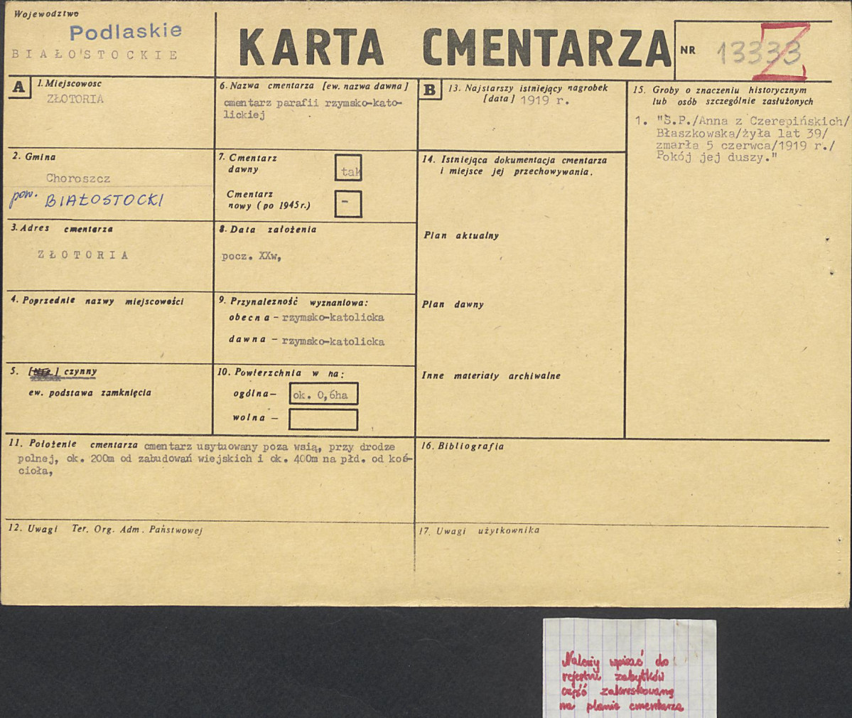 Karta cmentarza, skan nr 1
