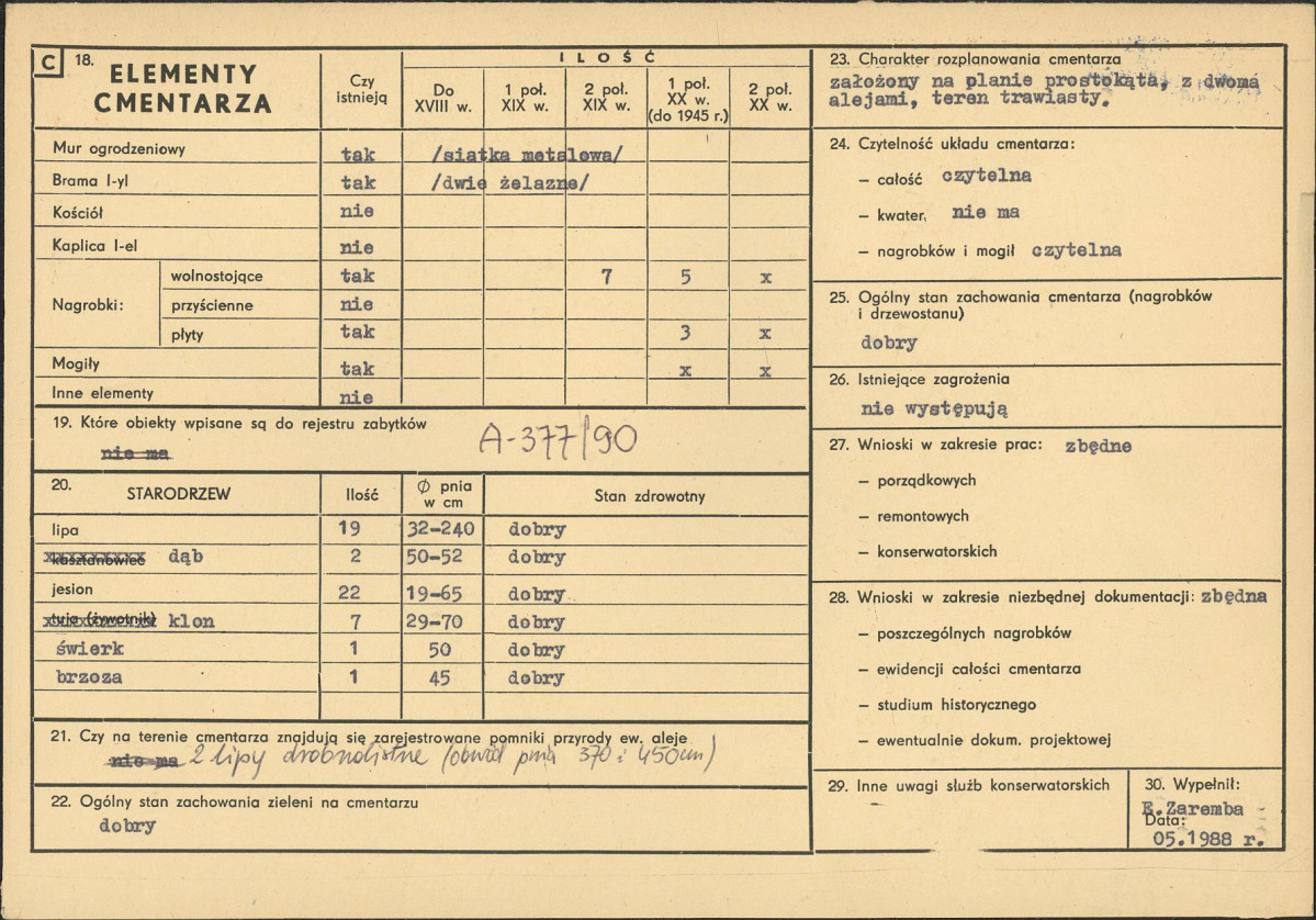 Karta cmentarza, skan nr 2