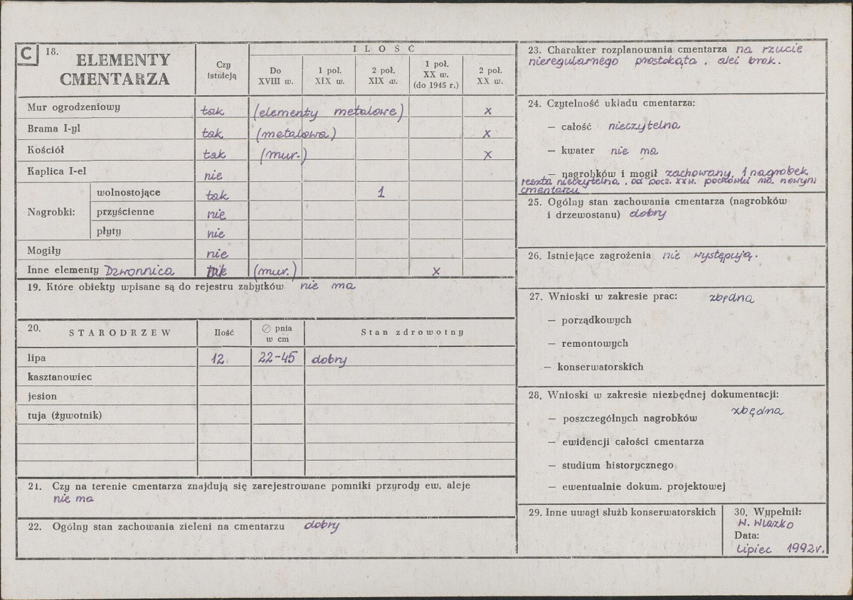 Karta cmentarza, skan nr 2