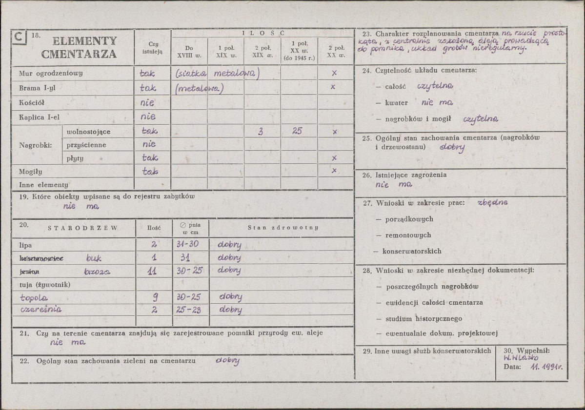 Karta cmentarza, skan nr 2