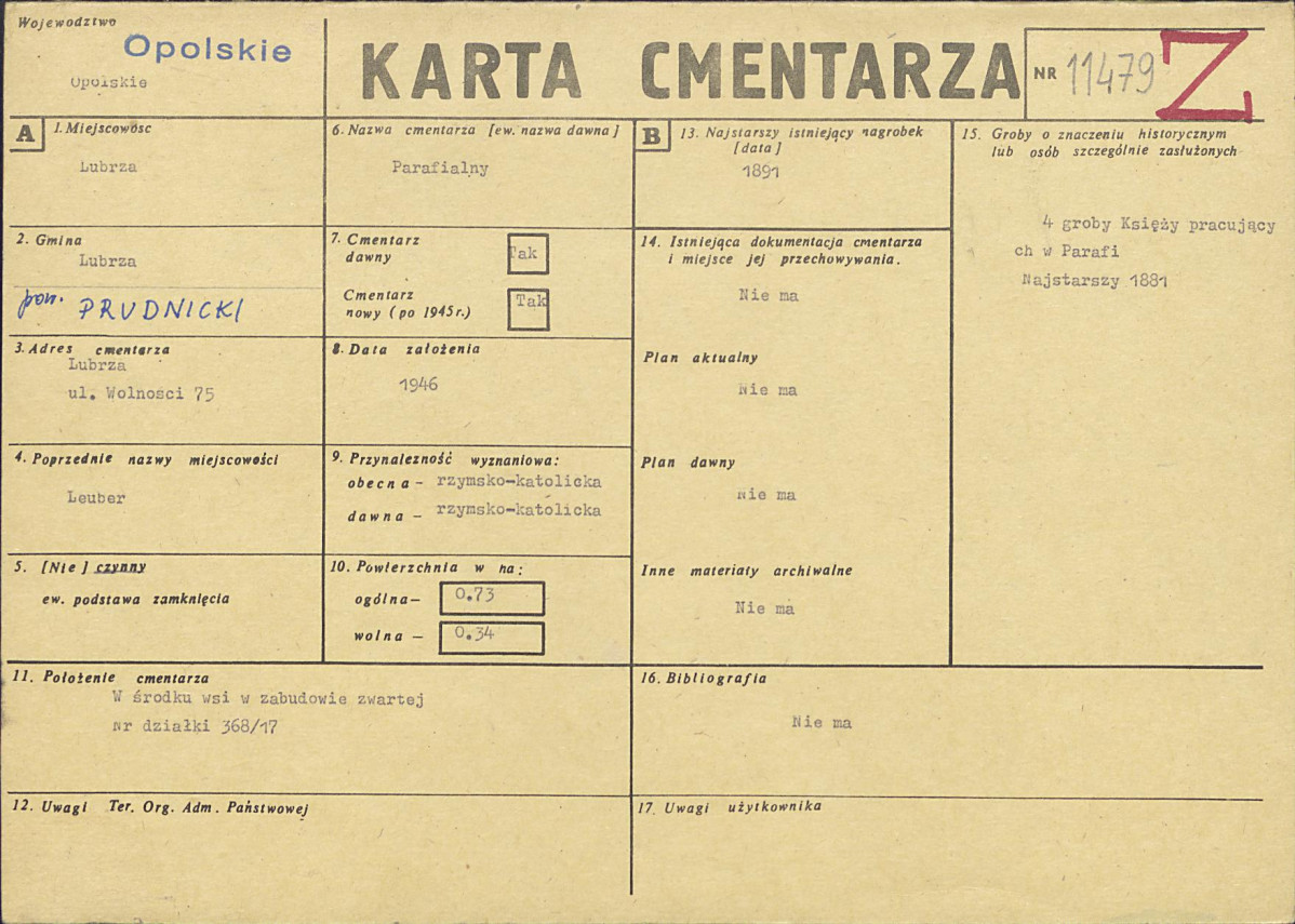 KC - Karta cmentarza, skan nr 1