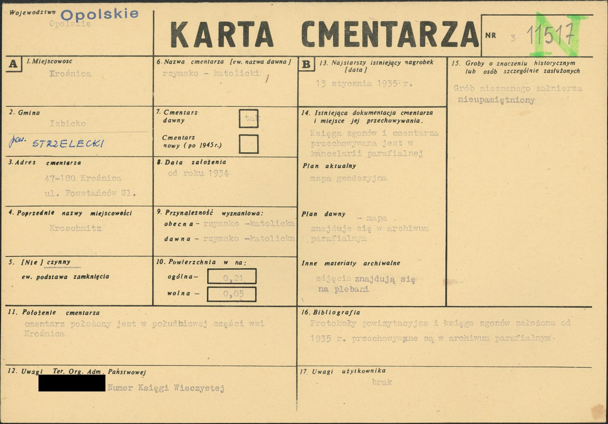 KC - Karta cmentarza, skan nr 1