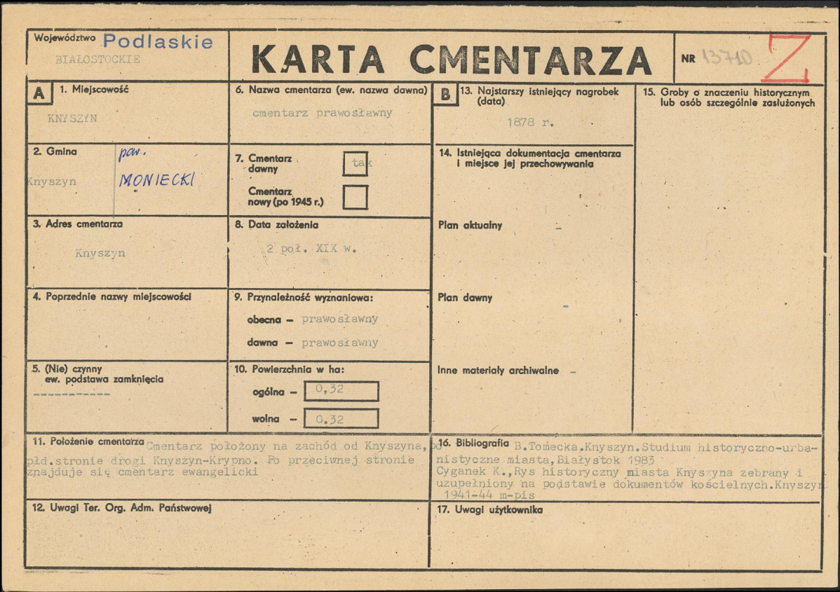 KC - Karta cmentarza, skan nr 1