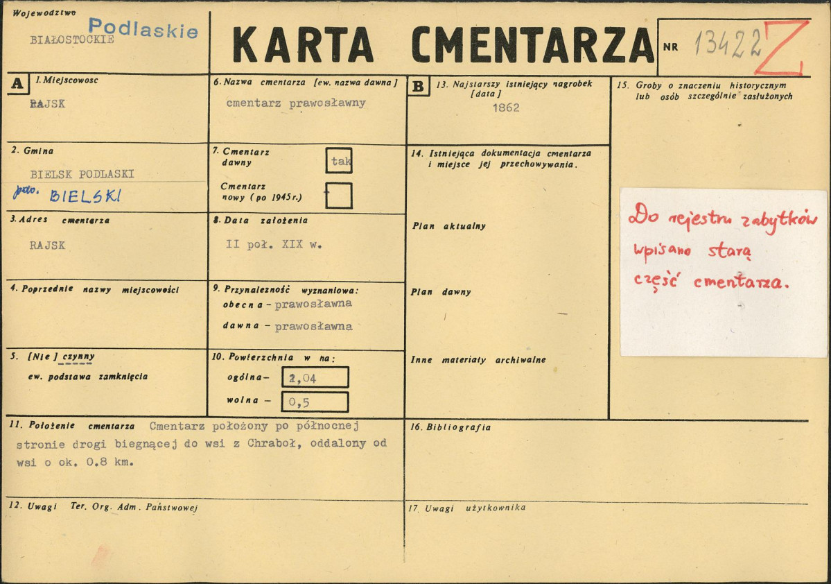 Karta cmentarza, skan nr 1