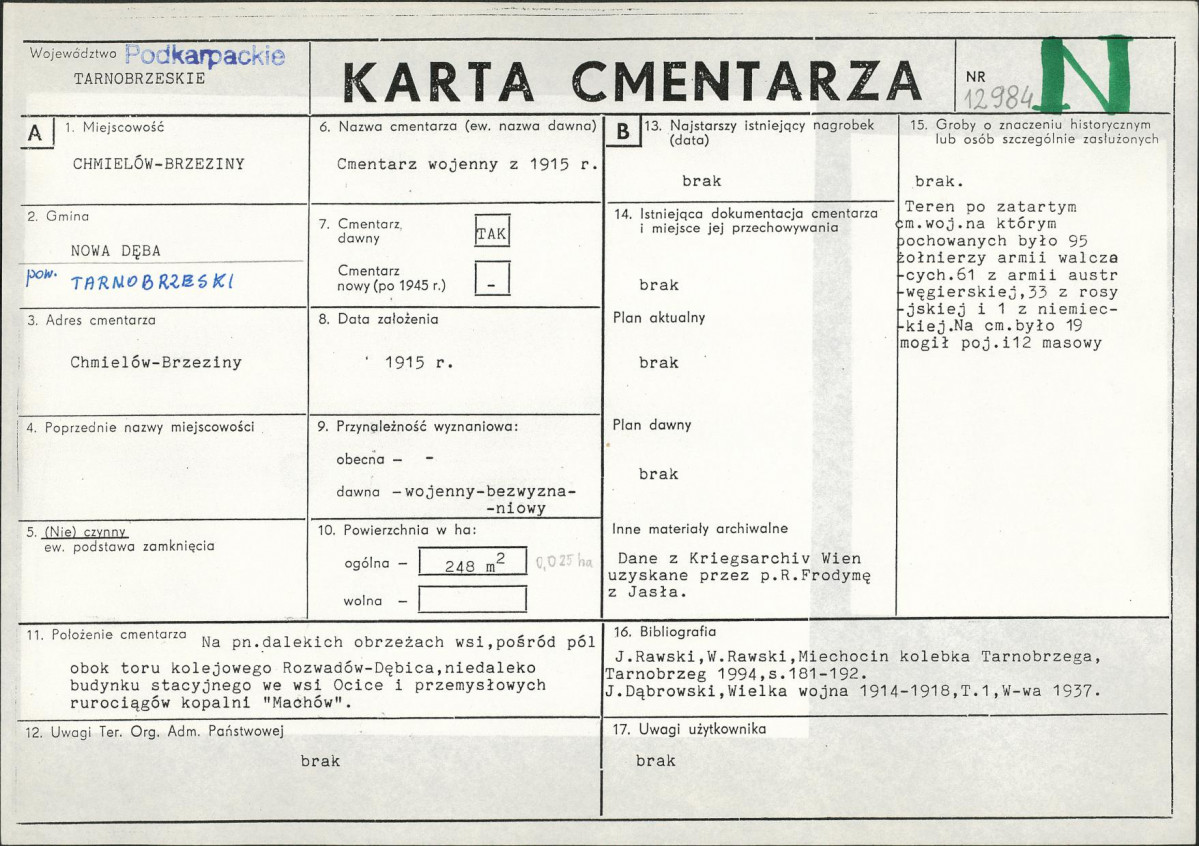 KC - Karta cmentarza, skan nr 1