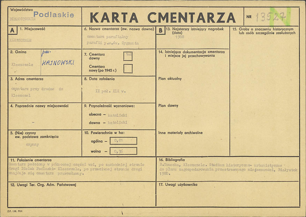 Karta cmentarza, skan nr 1