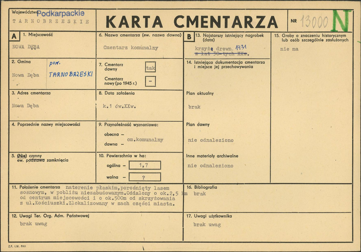Karta cmentarza, skan nr 1