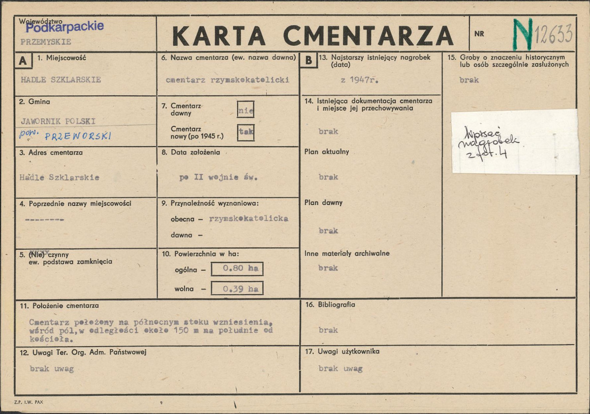 Karta cmentarza, skan nr 1