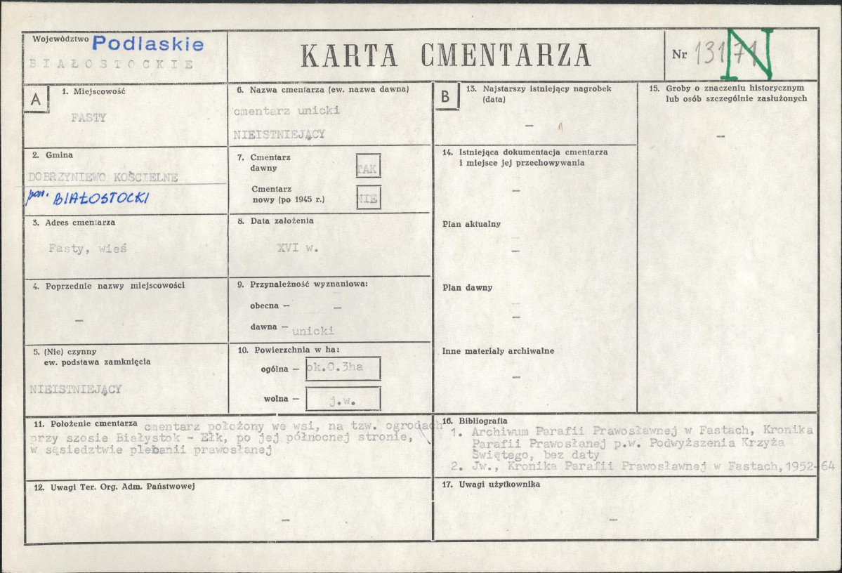 KC - Karta cmentarza, skan nr 1