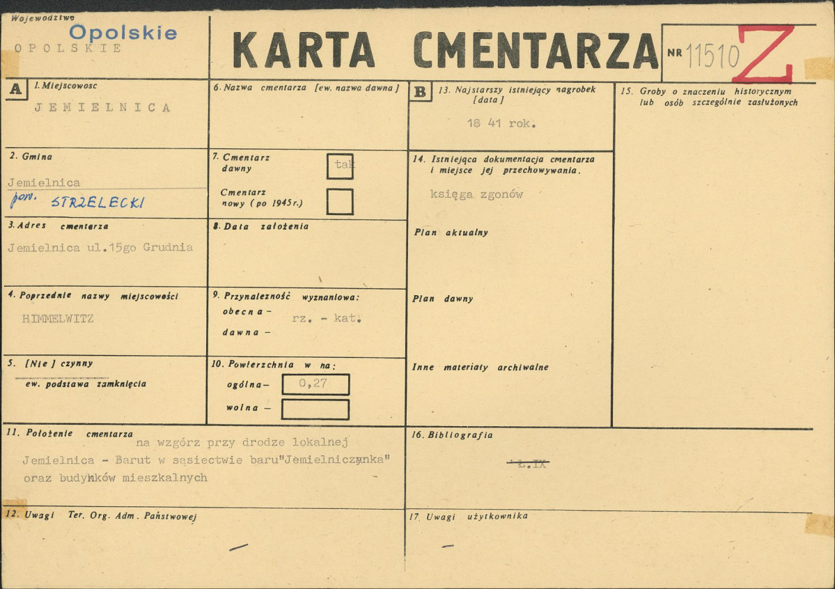 KC - Karta cmentarza, skan nr 1