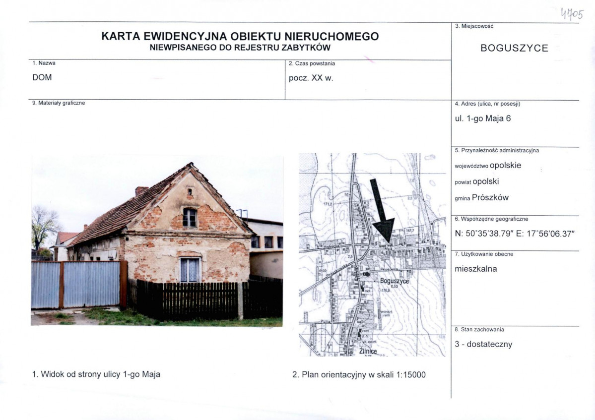KEZN - Karta obiektu niewpisanego do rejestru, skan nr 1