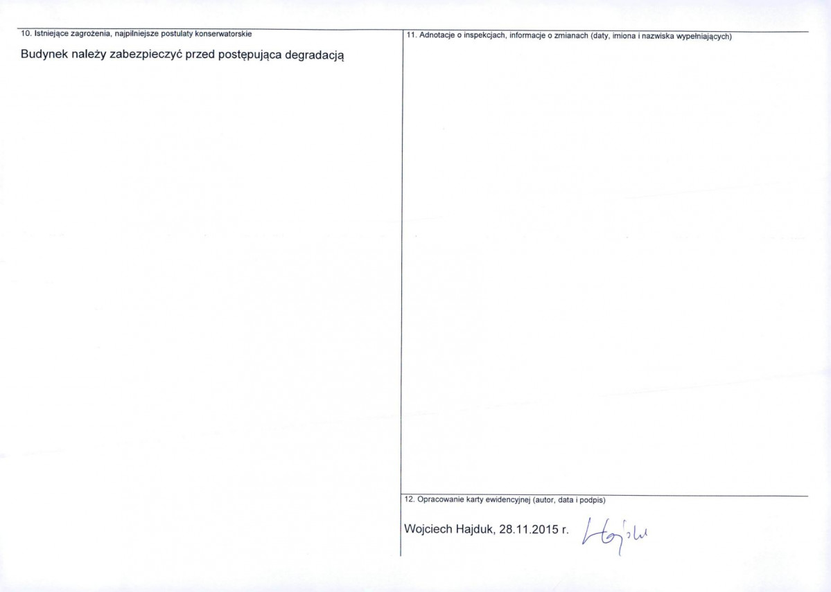 KEZN - Karta obiektu niewpisanego do rejestru, skan nr 2